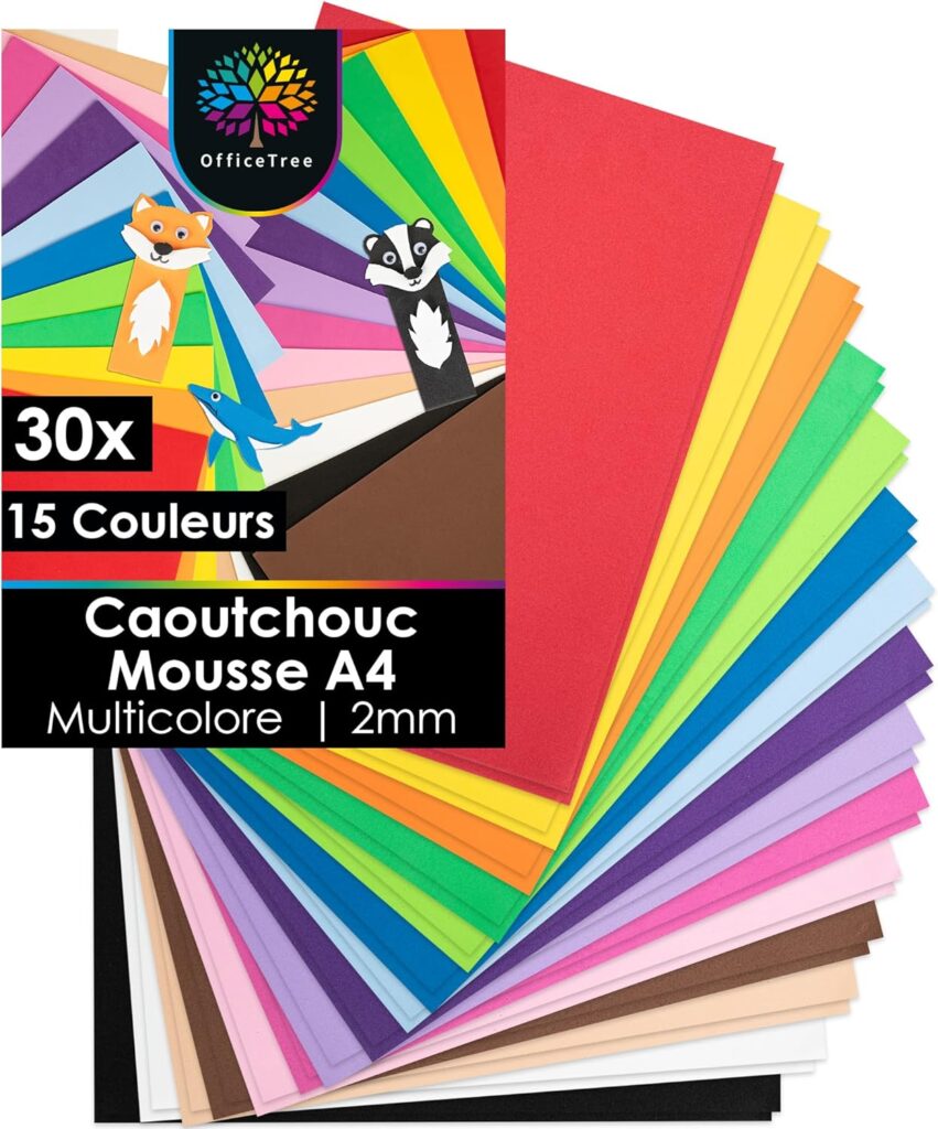 mousse eva feuilles colorees