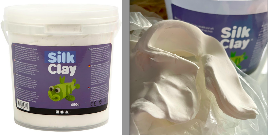silk clay dans son emballage et pate sortie pour voir sa texture