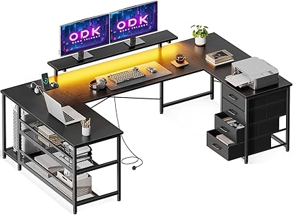 odk bureau avec tiroirs, bureaux d'angle en u réversible