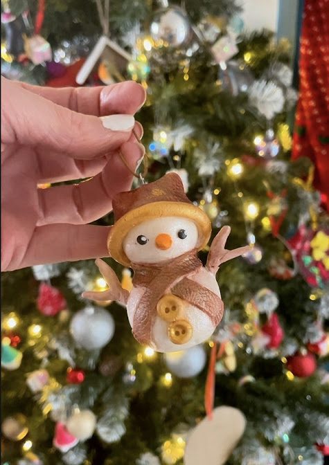 deco de noel bonhomme de neige fait main