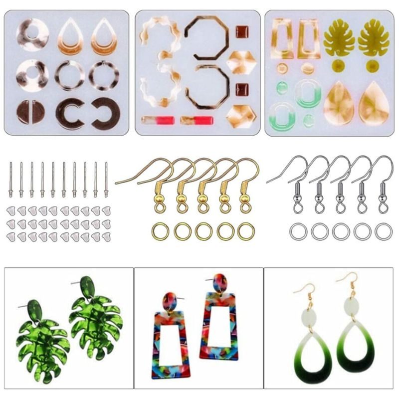 moule boucle d oreille resine epoxy, cercle, rectangle.