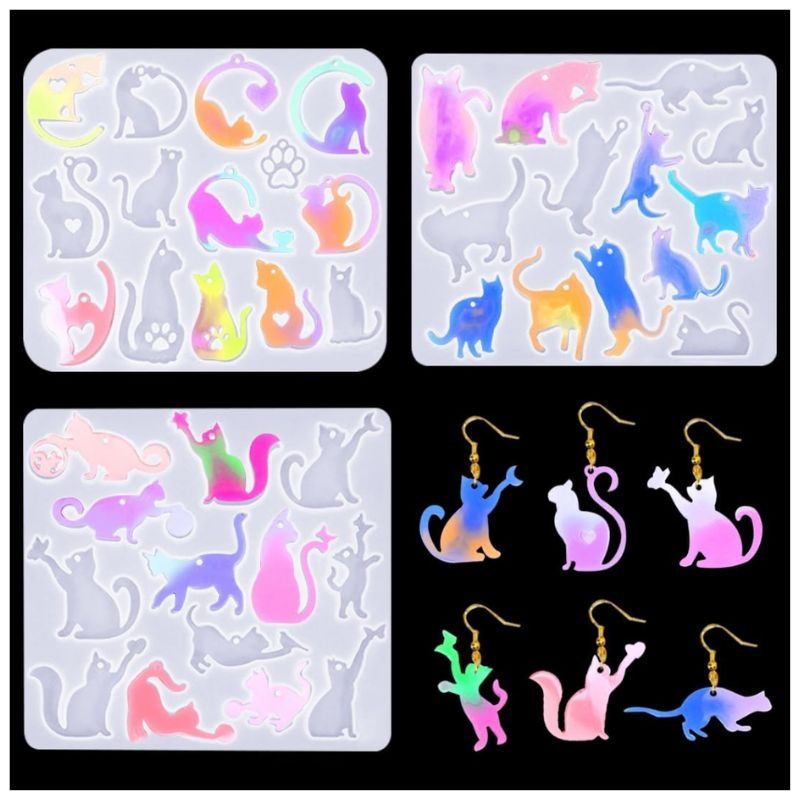 moule boucle d'oreille resine chat